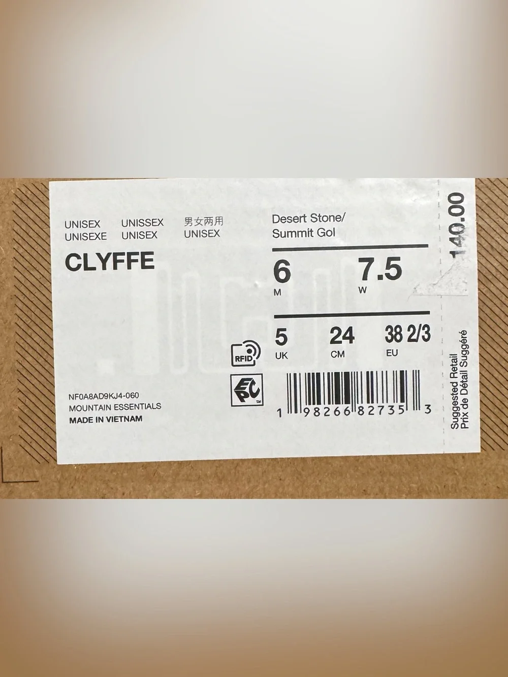 NWB Unisex The North Face Clyffe Lug Sneaker M 6/W 7.5 Skater HipHop Streetwear